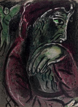 リトグラフ Chagall - Job désespéré, 1960