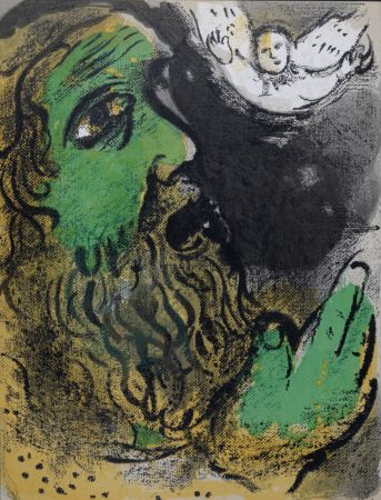 リトグラフ Chagall - Job en prière, 1960