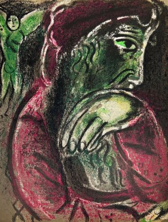 リトグラフ Chagall - Job in Despair