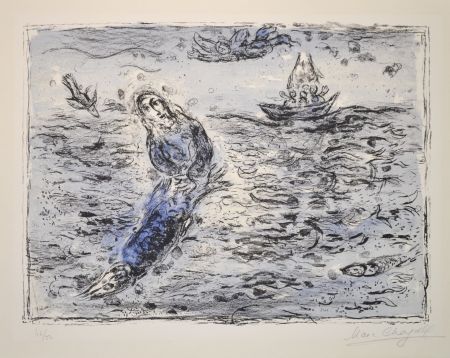 リトグラフ Chagall - Jonah Against A Blue Background - M661