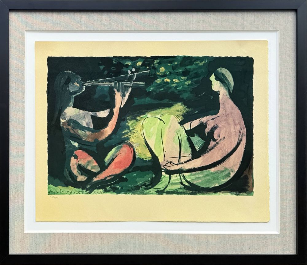 リトグラフ Picasso - Joueur de diaule et nu