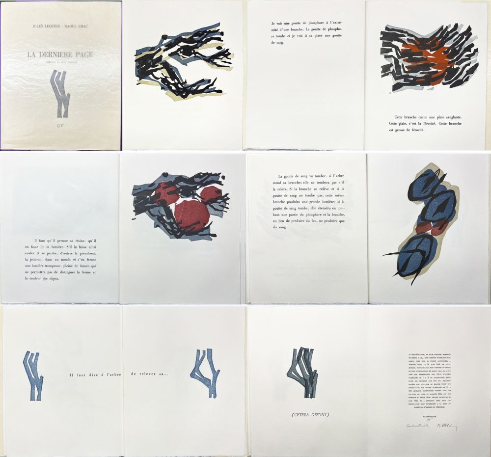 挿絵入り本 Ubac - Jules Lequier : LA DERNIÈRE PAGE. Avec 9 lithographies originales de Raoul Ubac (1968). 