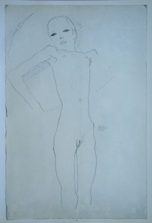 シルクスクリーン Schiele (After) - Junge Frau nackt und liegend
