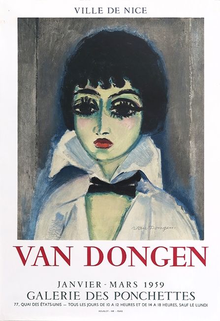 リトグラフ Van Dongen - Kees Van Dongen (1877-1968). Affiche Galerie des Ponchettes. 1959. Lithographie.