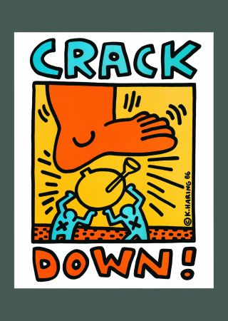 リトグラフ Haring - Keith Haring: 'Crack Down!' 1986 Offset-lithograph