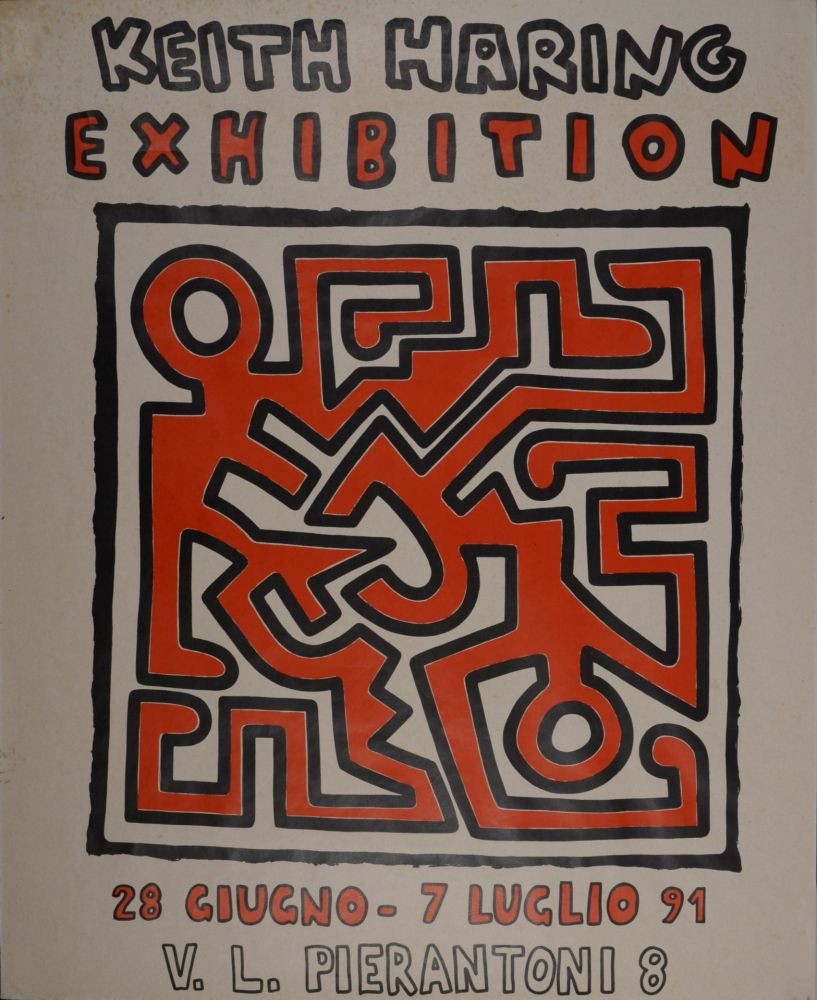シルクスクリーン Haring - Keith Haring Exhibition, 28 Giugno - 7 Luglio 91, 1991