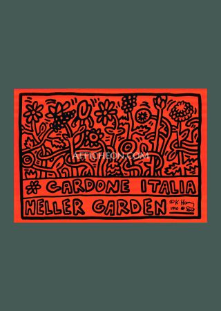 シルクスクリーン Haring - Keith Haring: 'Heller Gardens' 1990 Offset-serigraph