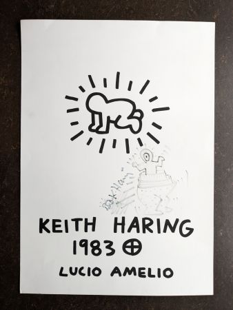 リトグラフ Haring - Keith Haring: 'Lucio Amelio' 1983 Offset-lithograph (Hand-signed)