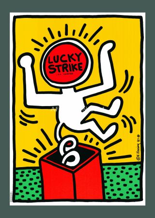 リトグラフ Haring - Keith Haring: 'Lucky Strike II' 1987 Offset-lithograph