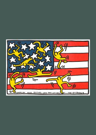 リトグラフ Haring - Keith Haring: 'New York City Ballet' 1988 Offset-lithograph