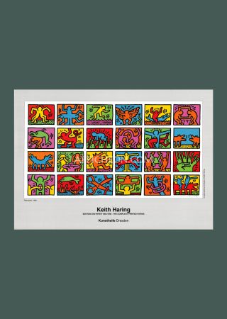 リトグラフ Haring - Keith Haring: 'Retrospect' 1990 Offset-lithograph