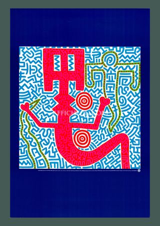 リトグラフ Haring - Keith Haring: 'Untitled (Blue)' 1999 Offset-lithograph