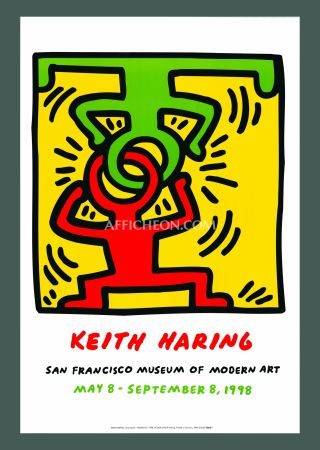 リトグラフ Haring -  Keith Haring 'Untitled (HeadstaKeith Haring: 'Untitled (Headstand)' 1998 Offset-lithograph