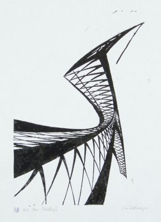 リノリウム彫版 Strohmeyer - Kran (Crane)