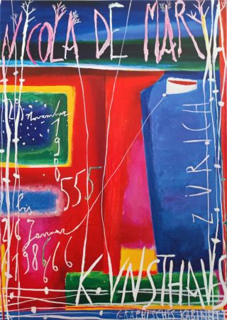 オフセット De Maria - «Kunsthaus Zürich graphisches Kabinett. 29 November 198555 bis 26 Januar 1986666», 1985. 