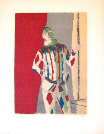 リトグラフ Brianchon - L' arlequin, from Souvenirs de Portraits d'Artistes - Jacques Prévert: Le coeur à l'ouvrage