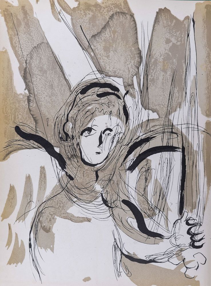 リトグラフ Chagall - La Bible : Ange avec épée, 1956