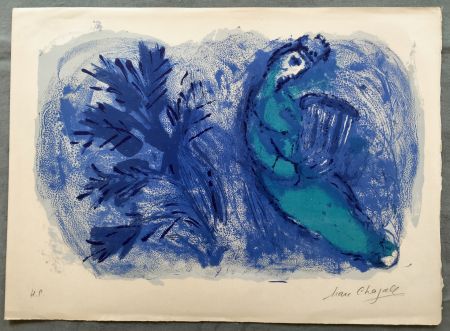 リトグラフ Chagall - LA BIBLE : Moïse. Lithographie originale signée (1956).