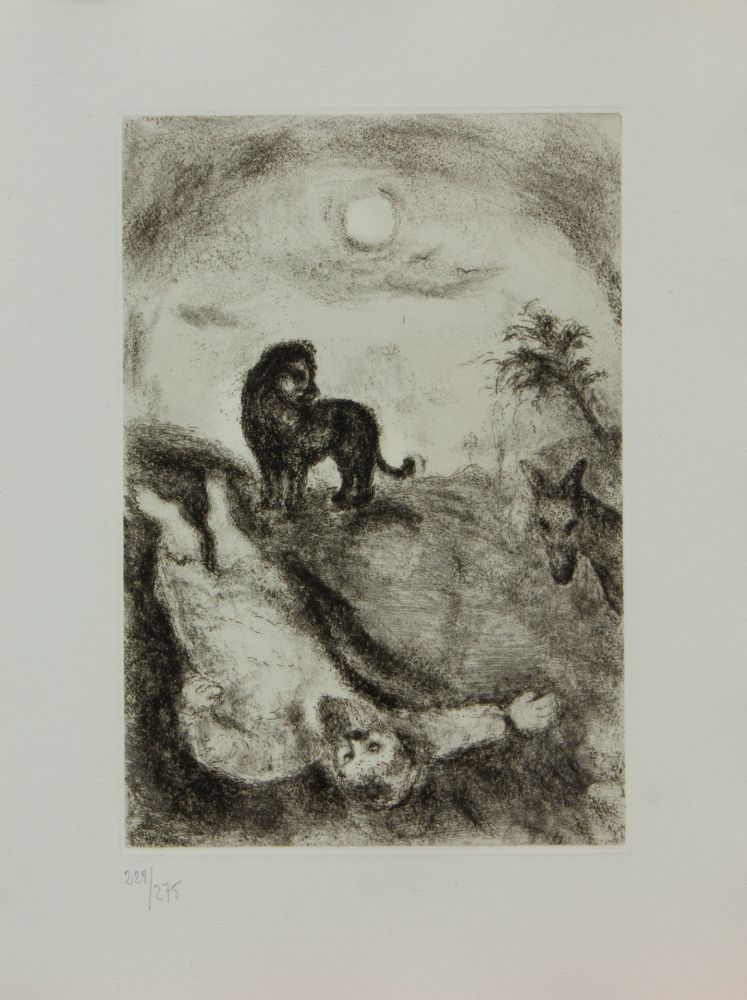 彫版 Chagall - LA BIBLE ( PROPHETE TUE PAR UN LION )