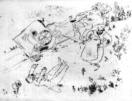 エッチング Chagall - La britchka s'est renversée