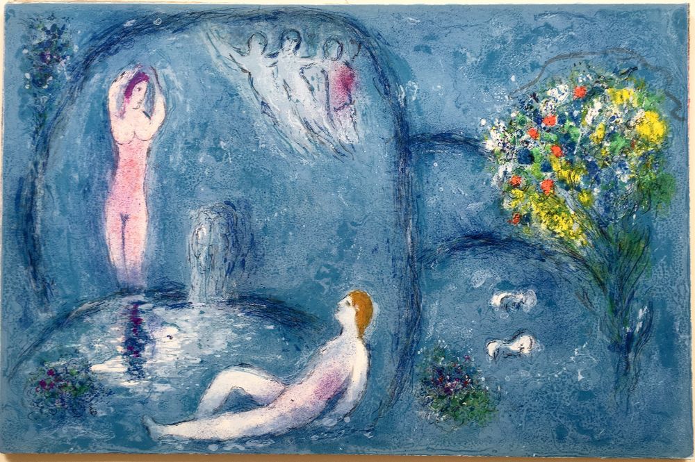 リトグラフ Chagall - LA CAVERNE DES NYMPHES (de Daphnis et Chloé - 1961)