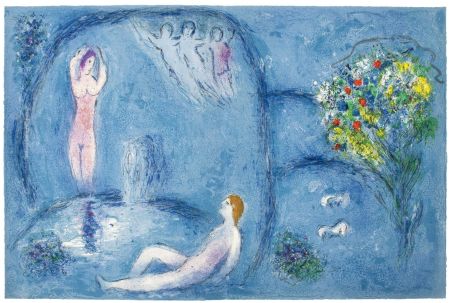 リトグラフ Chagall - LA CAVERNE DES NYMPHES (de Daphnis et Chloé - 1961)