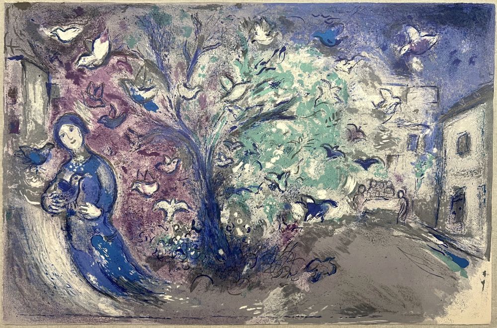 リトグラフ Chagall - LA CHASSE AUX OISEAUX (The bird chase). Daphnis et Chloé. 1961 