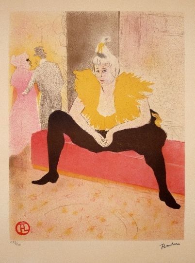 リトグラフ Toulouse-Lautrec - La Clownesse assise