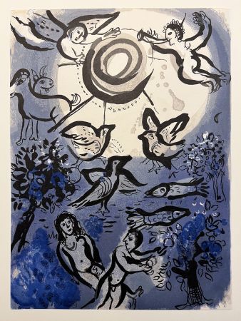 リトグラフ Chagall - LA CRÉATION. Lithographie originale pour DESSINS POUR LA BIBLE (1960)