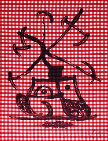 リトグラフ Miró - La Dame aux damiers (Lady with Checkers), 1969