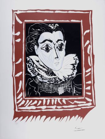 リトグラフ Picasso (After) - La Dame à la Collerette (Portrait de Jacqueline à la Fraise), circa 1970
