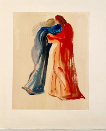 木版 Dali - La Divine Comédie - Purgatoire 29 - Rencontre de Dante et Béatrice