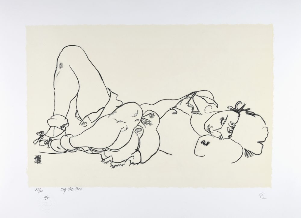 リトグラフ Schiele -  La femme allongée, 1918 | Reclining woman, 1918 (Liegende)