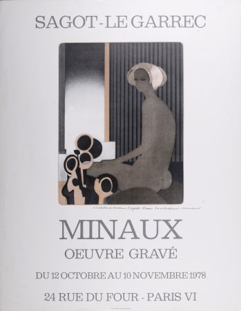 リトグラフ Minaux - La femme au turban, 1978