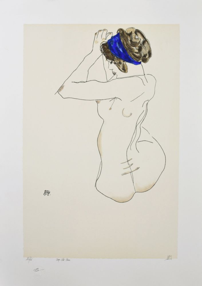 リトグラフ Schiele - La fille au turban bleu, 1912 / The girl with blue headband, 1912