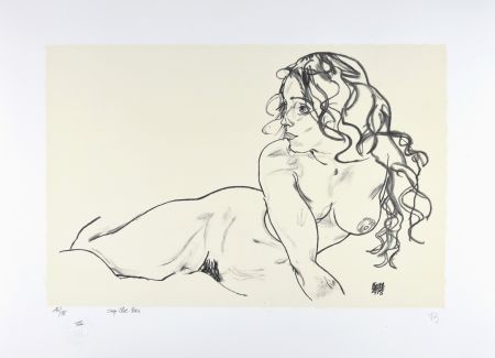リトグラフ Schiele - La fille aux cheveux longs, 1918 | The girl with long hair, 1918