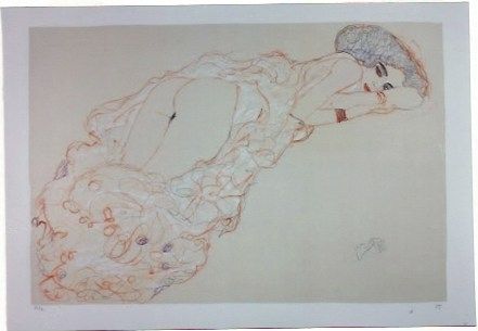 リトグラフ Klimt - La fille en robe longue