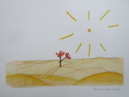 リトグラフ Saint-Exupéry - La fleur dans le désert