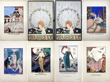 挿絵入り本 Barbier - LA GUIRLANDE. Album mensuel d’Art et de Littérature (1919-1921). Collection complète en 11 fascicules.