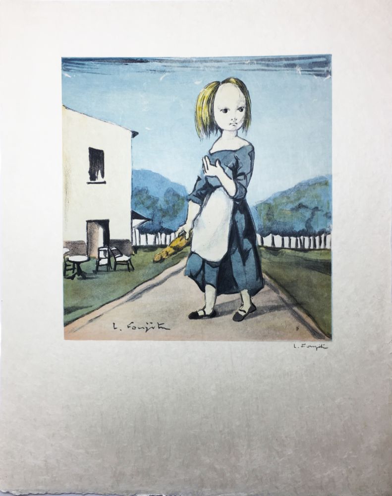 リトグラフ Foujita - La jeune fille au pain (1963)
