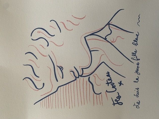 リトグラフ Cocteau - La jeune fille bleue