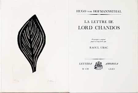 挿絵入り本 Ubac - La lettre de Lord Chandos
