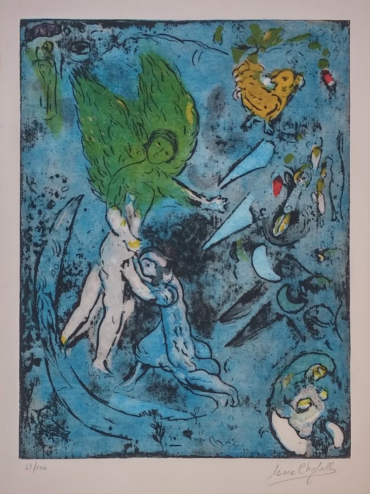 リトグラフ Chagall - LA LUTTE DE JACOB ET DE L'ANGE