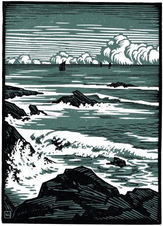 木版 Moreau - LA MER / THE SEA - Bretagne / Brittany - France - 1910