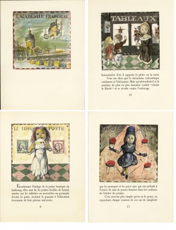 挿絵入り本 Foujita - LA MÉSANGÈRE (Jean Cocteau) 21 lithographies. 1963. Ex. de luxe avec soie signée et suite couleurs