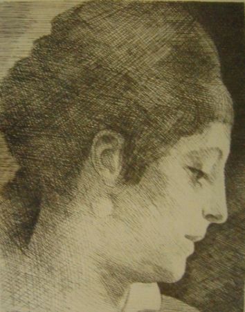 彫版 Marcoussis - La mère de l'artiste, jeune, de profil