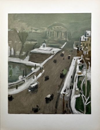 ステンシル Marquet - LA NEIGE SUR PARIS. Le Pont Neuf sous la neige (1939) (1959).