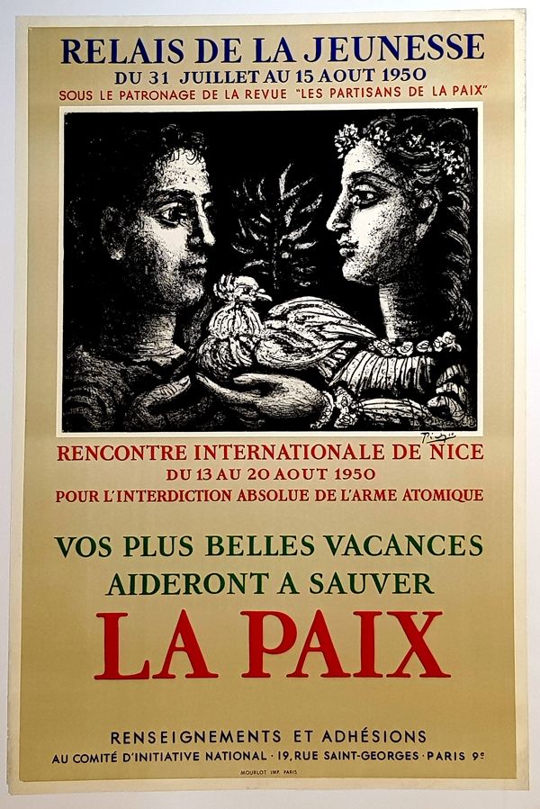 リトグラフ Picasso - La Paix - Relais de la Jeunesse