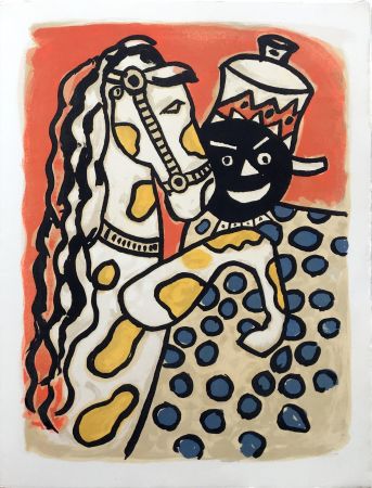 リトグラフ Leger - LA PARADE EQUESTRE II - Le cheval et le clown (CIRQUE. 1950)
