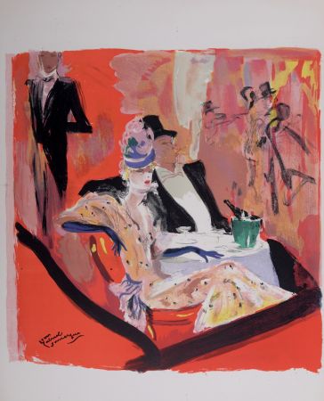 リトグラフ Domergue - La Parisienne : Chez Maxim's, 1956